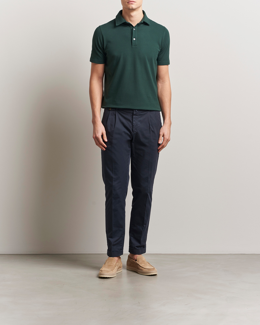 Mies | Pikeet | Zanone | Soft Cotton Piquet Polo Dark Green