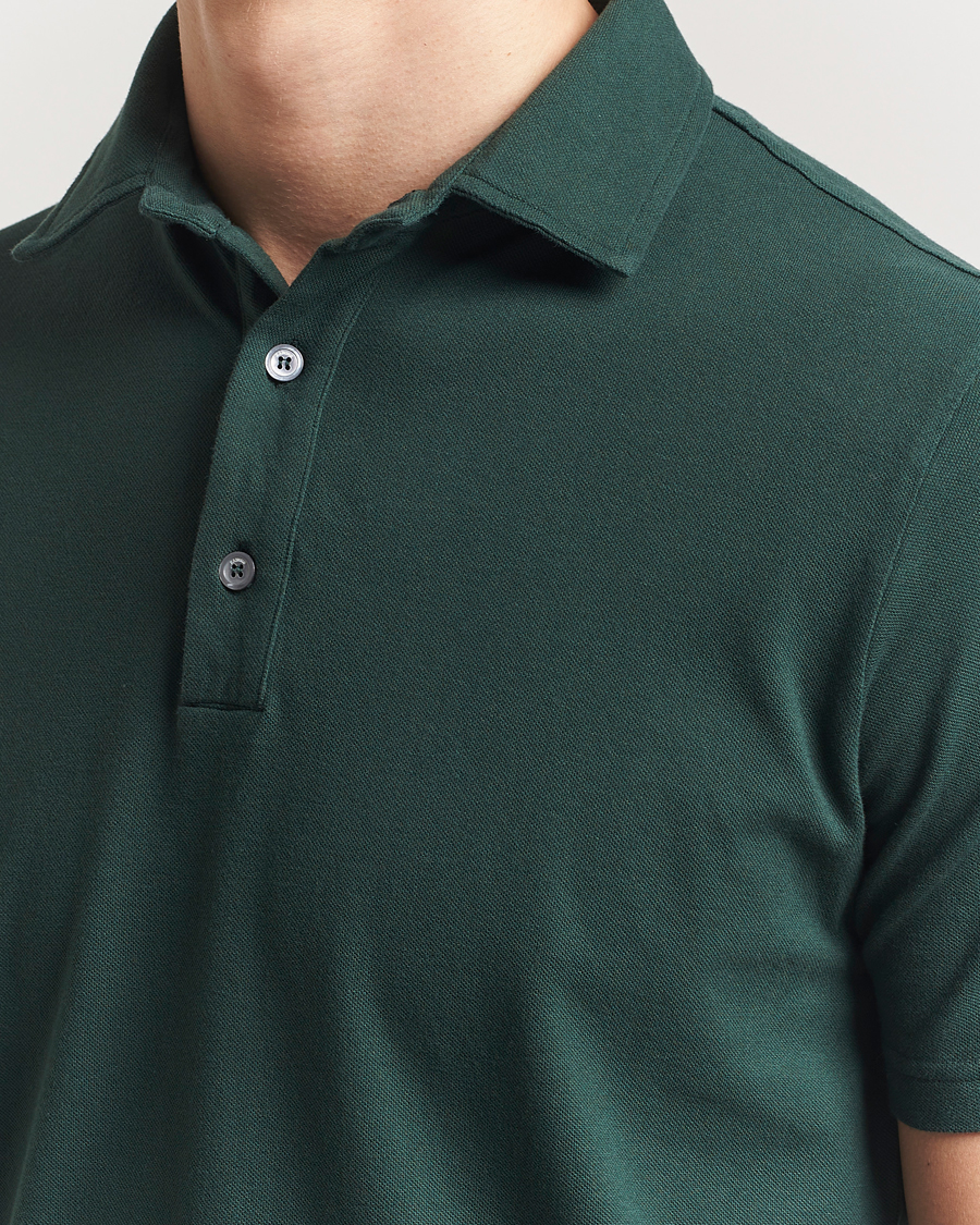 Mies | Pikeet | Zanone | Soft Cotton Piquet Polo Dark Green
