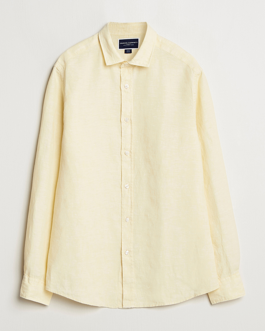 Mies | Kauluspaidat | Charles Tyrwhitt | Pure Linen Slim Fit Shirt Lemon
