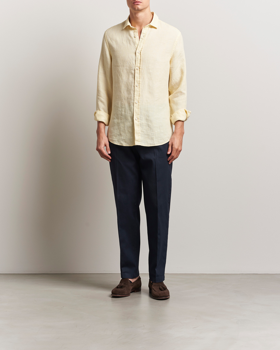 Mies | Kauluspaidat | Charles Tyrwhitt | Pure Linen Slim Fit Shirt Lemon
