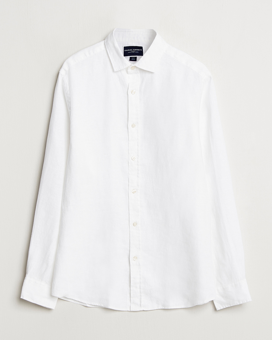 Mies | Kauluspaidat | Charles Tyrwhitt | Pure Linen Slim Fit Shirt White