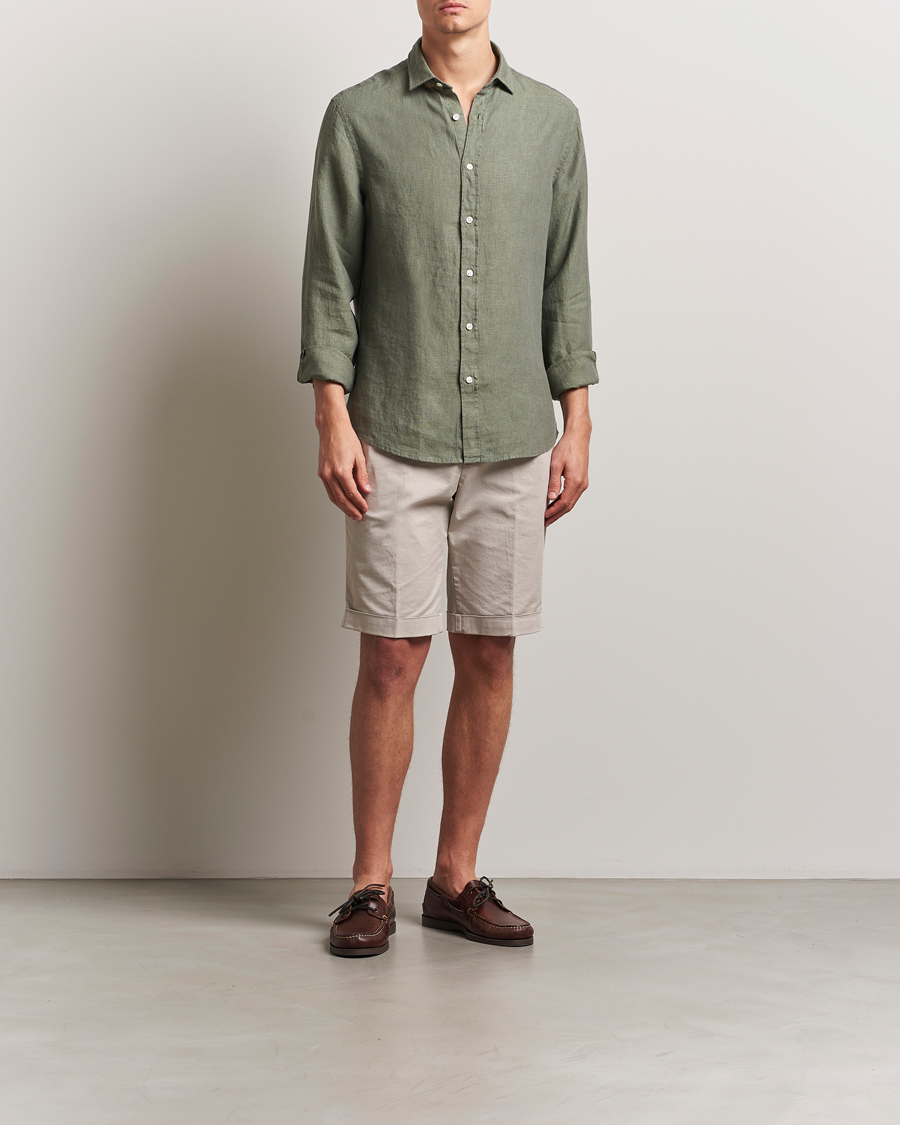 Mies | Kauluspaidat | Charles Tyrwhitt | Pure Linen Slim Fit Shirt Olive