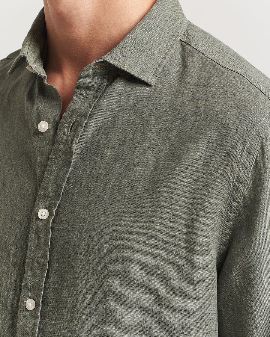 Mies | Kauluspaidat | Charles Tyrwhitt | Pure Linen Slim Fit Shirt Olive