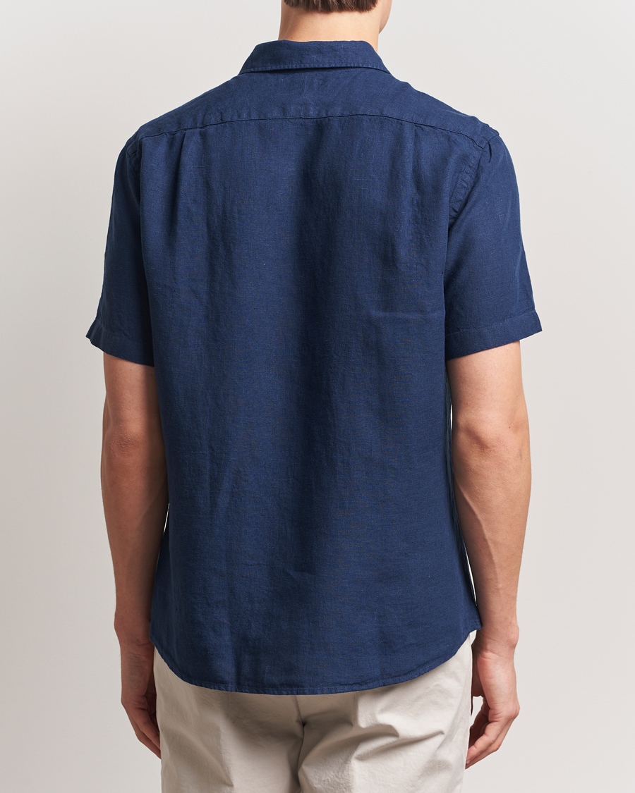 Mies | Kauluspaidat | Charles Tyrwhitt | Pure Linen Short Sleeve Slim Fit Shirt Navy