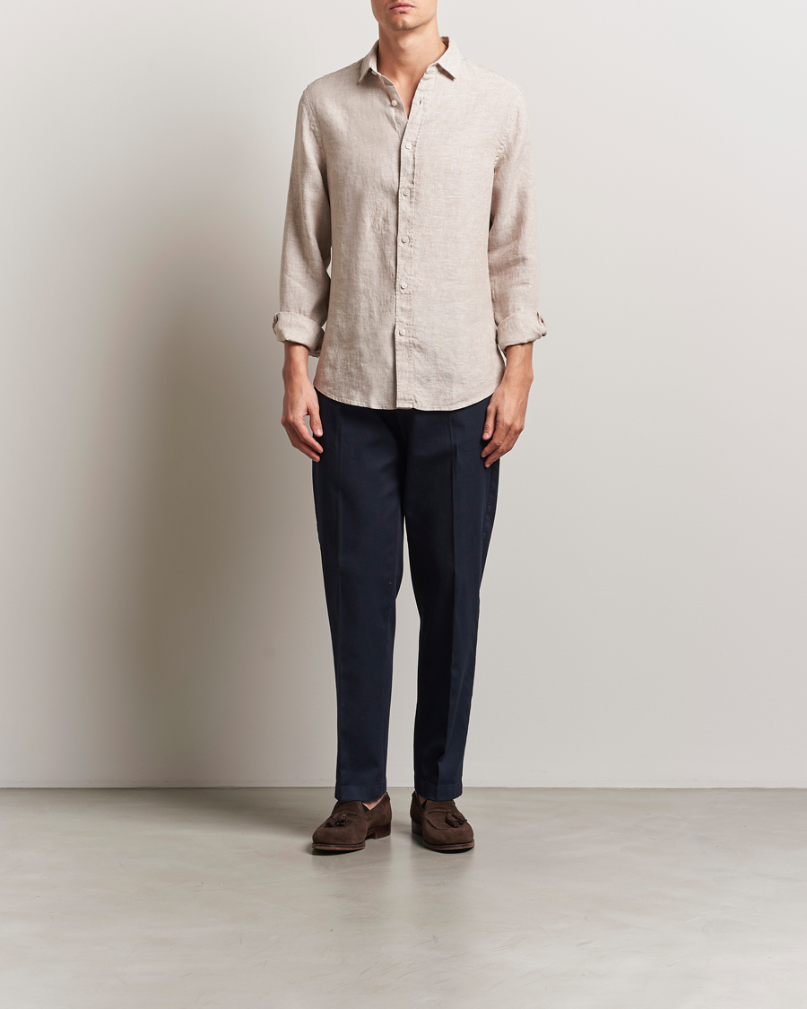 Mies | Kauluspaidat | Charles Tyrwhitt | Pure Linen Slim Fit Shirt Oatmeal