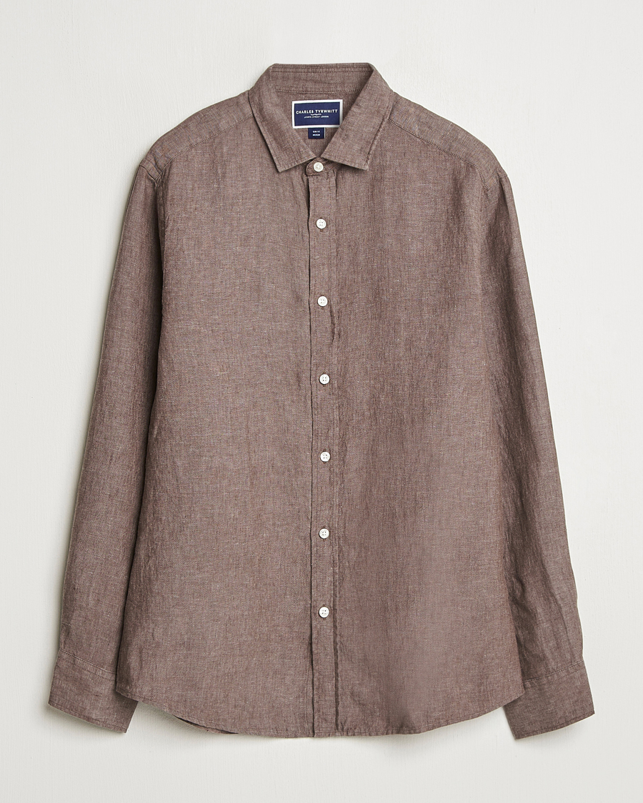 Mies | Kauluspaidat | Charles Tyrwhitt | Pure Linen Slim Fit Shirt Mocha