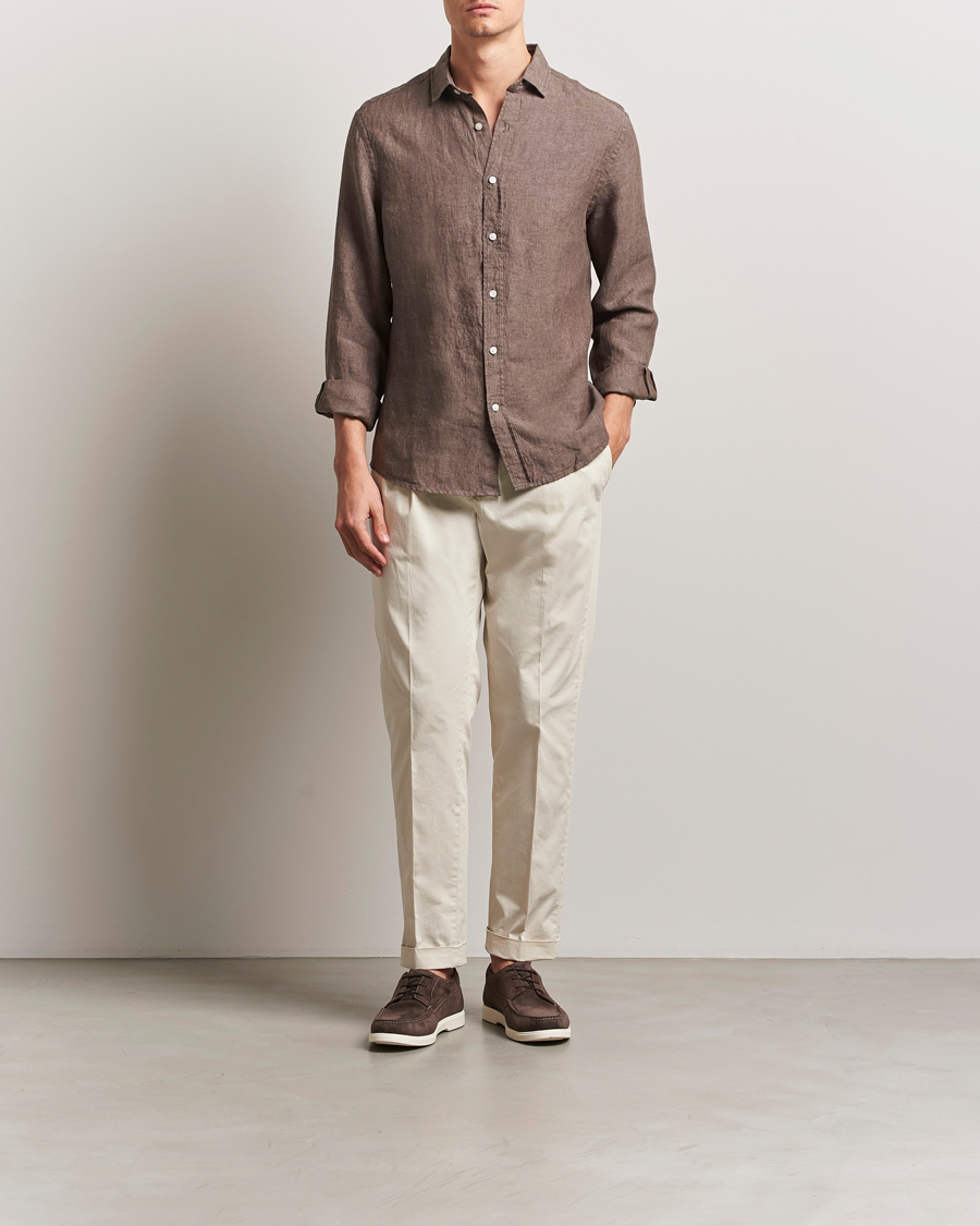 Mies | Kauluspaidat | Charles Tyrwhitt | Pure Linen Slim Fit Shirt Mocha