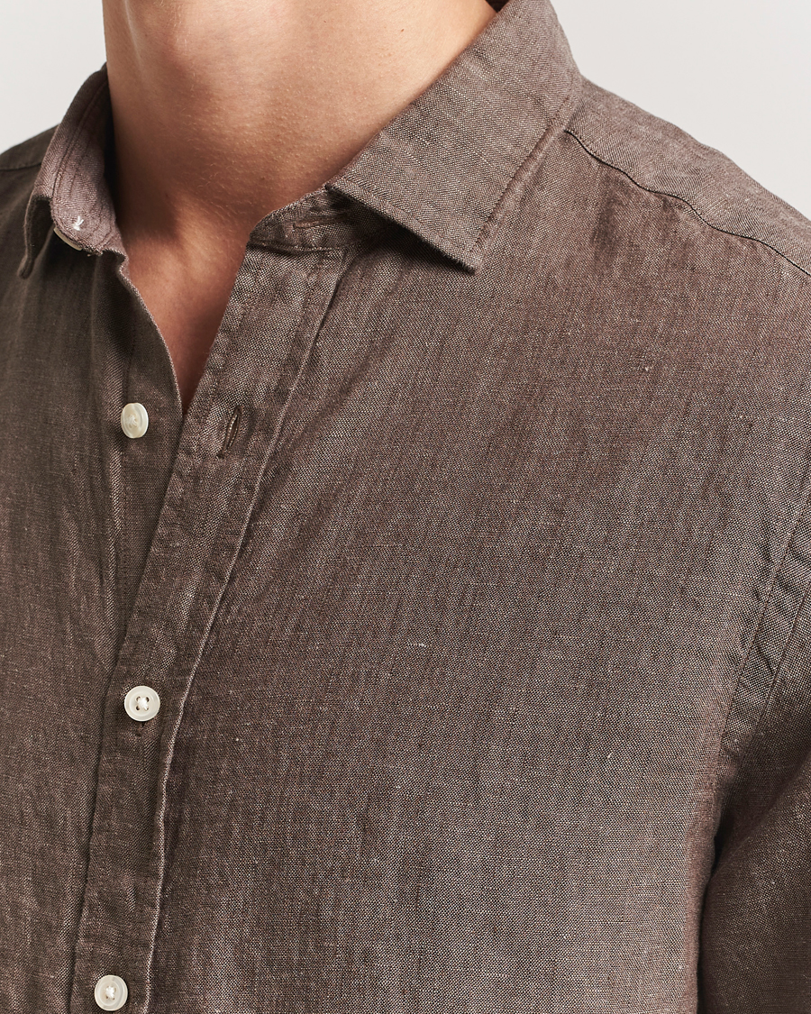 Mies | Kauluspaidat | Charles Tyrwhitt | Pure Linen Slim Fit Shirt Mocha