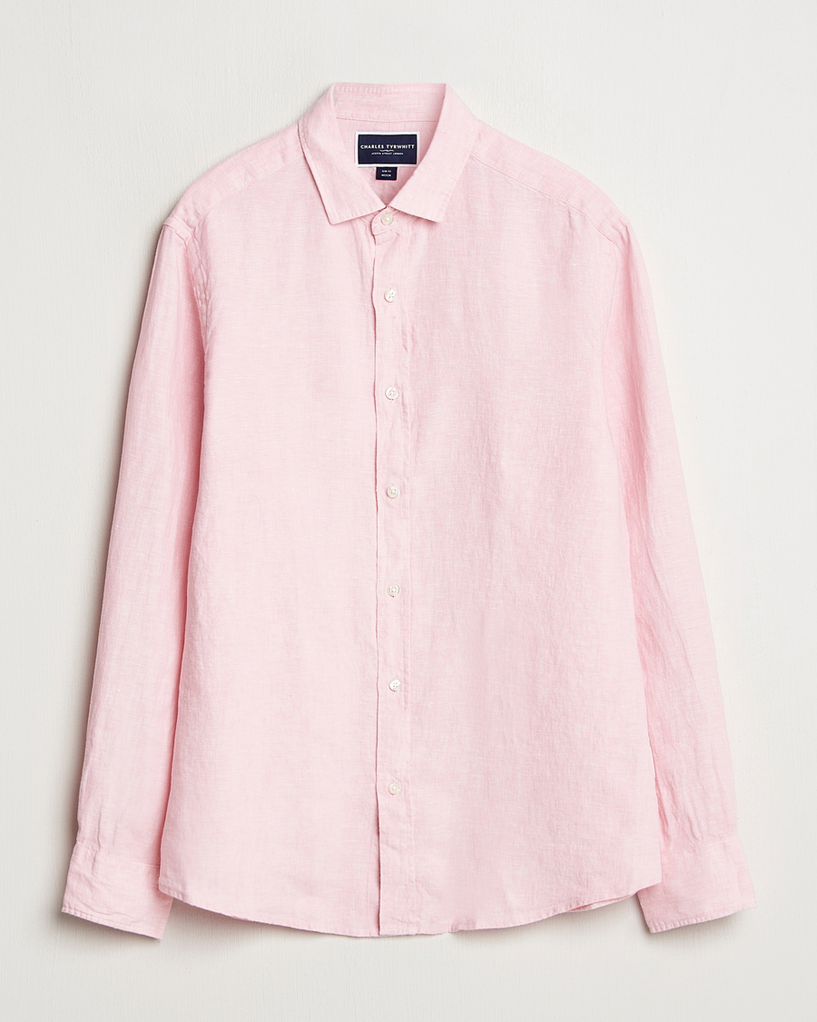 Mies | Kauluspaidat | Charles Tyrwhitt | Pure Linen Slim Fit Shirt Pink
