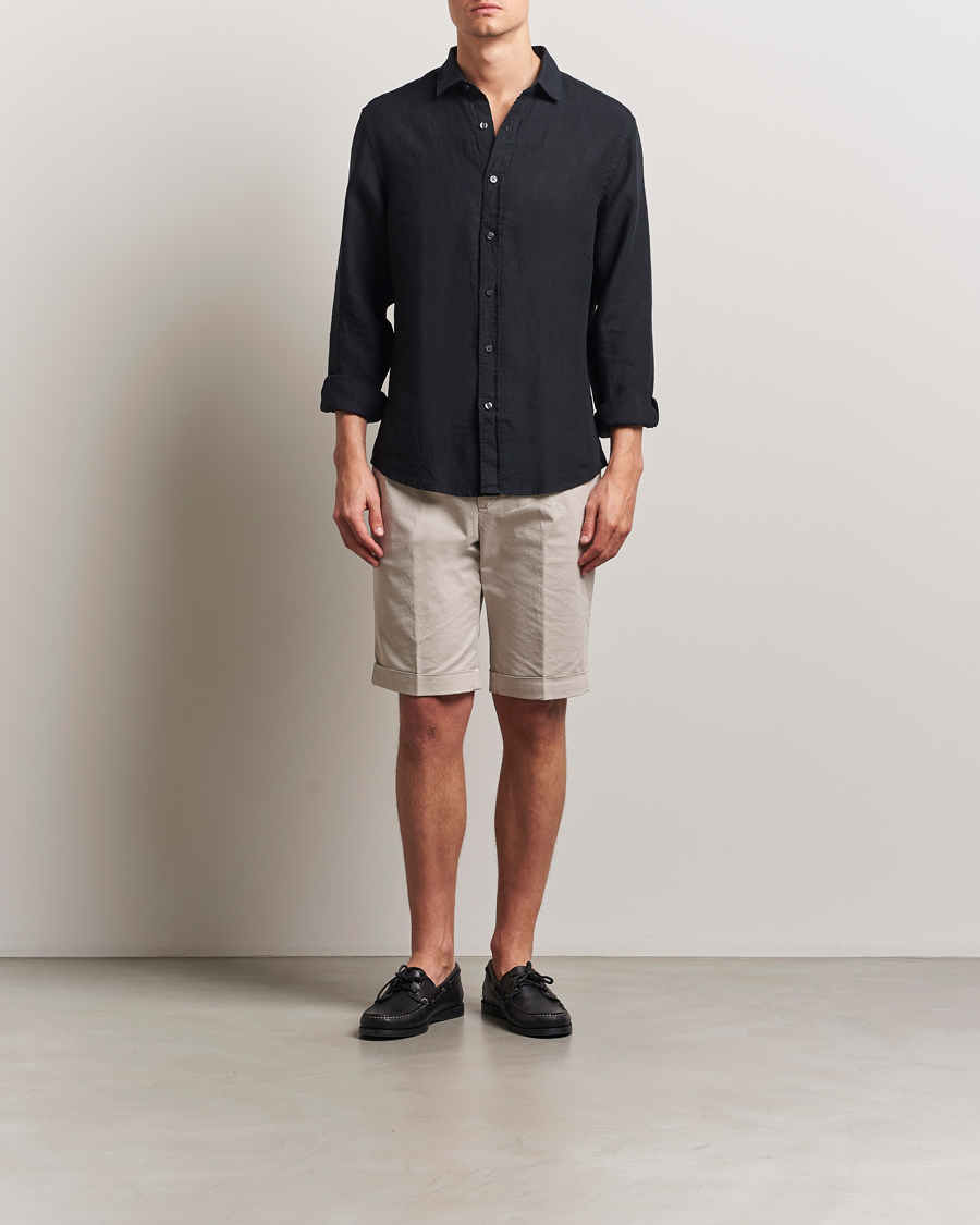 Mies | Kauluspaidat | Charles Tyrwhitt | Pure Linen Slim Fit Shirt Black