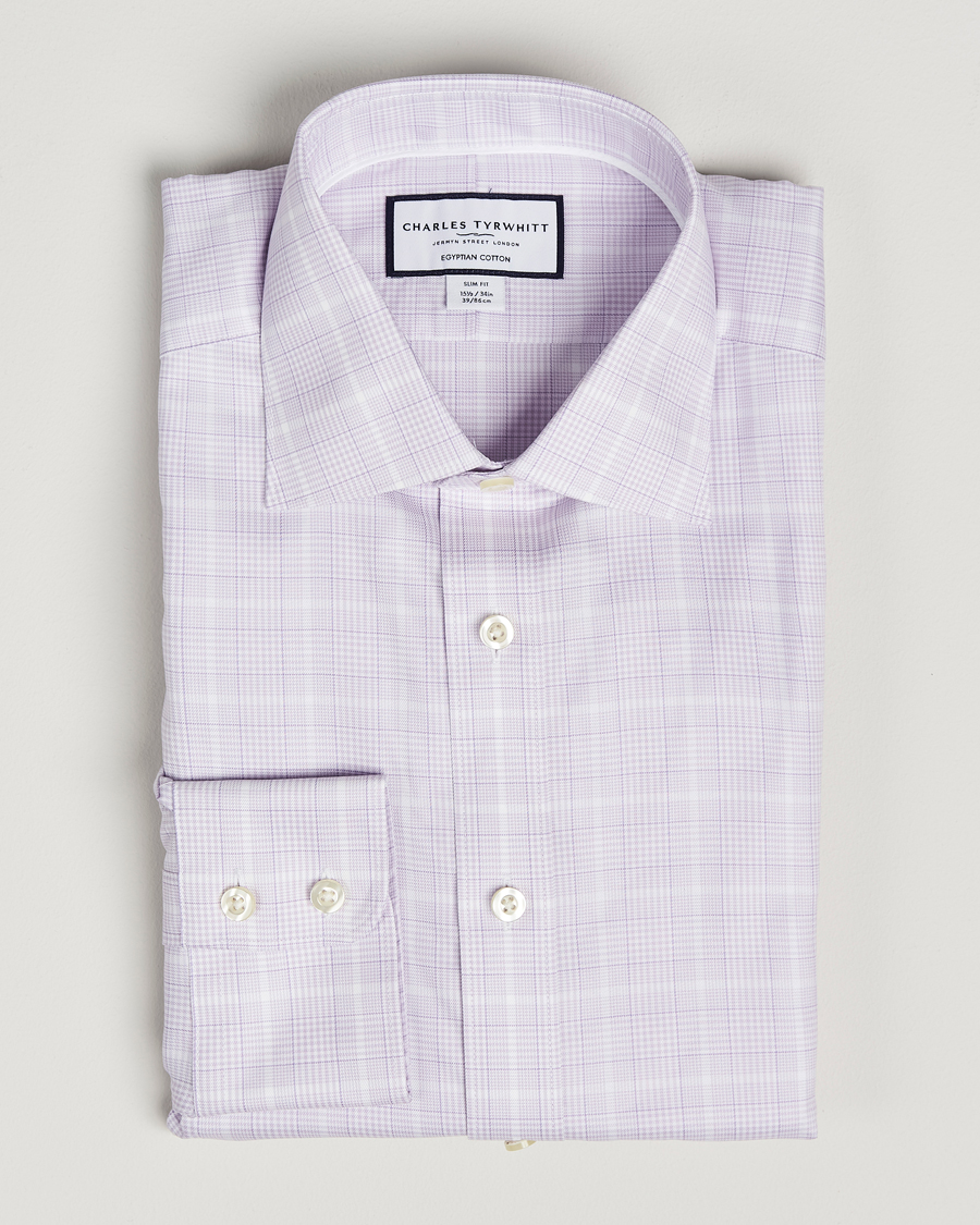 Mies | Kauluspaidat | Charles Tyrwhitt | Egyptian Cotton Pow Check Shirt Lavender