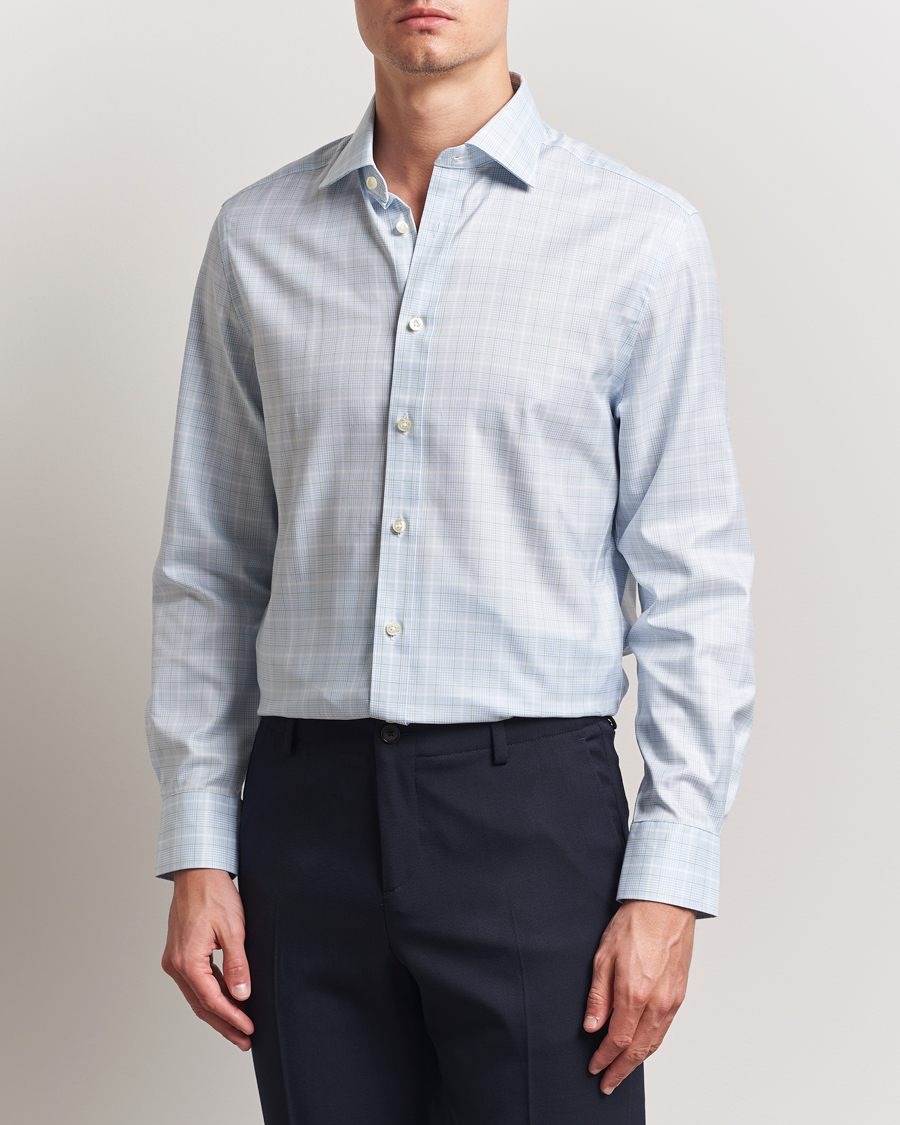 Mies | Kauluspaidat | Charles Tyrwhitt | Egyptian Cotton Pow Check Shirt Green/Blue