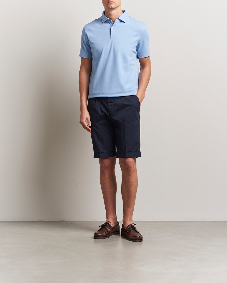 Mies | Pikeet | Charles Tyrwhitt | Short Sleeve Cotton Pique Polo Cornflower Blue