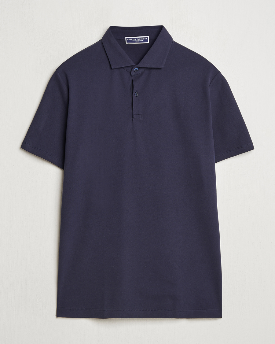 Mies | Pikeet | Charles Tyrwhitt | Short Sleeve Cotton Pique Polo Navy