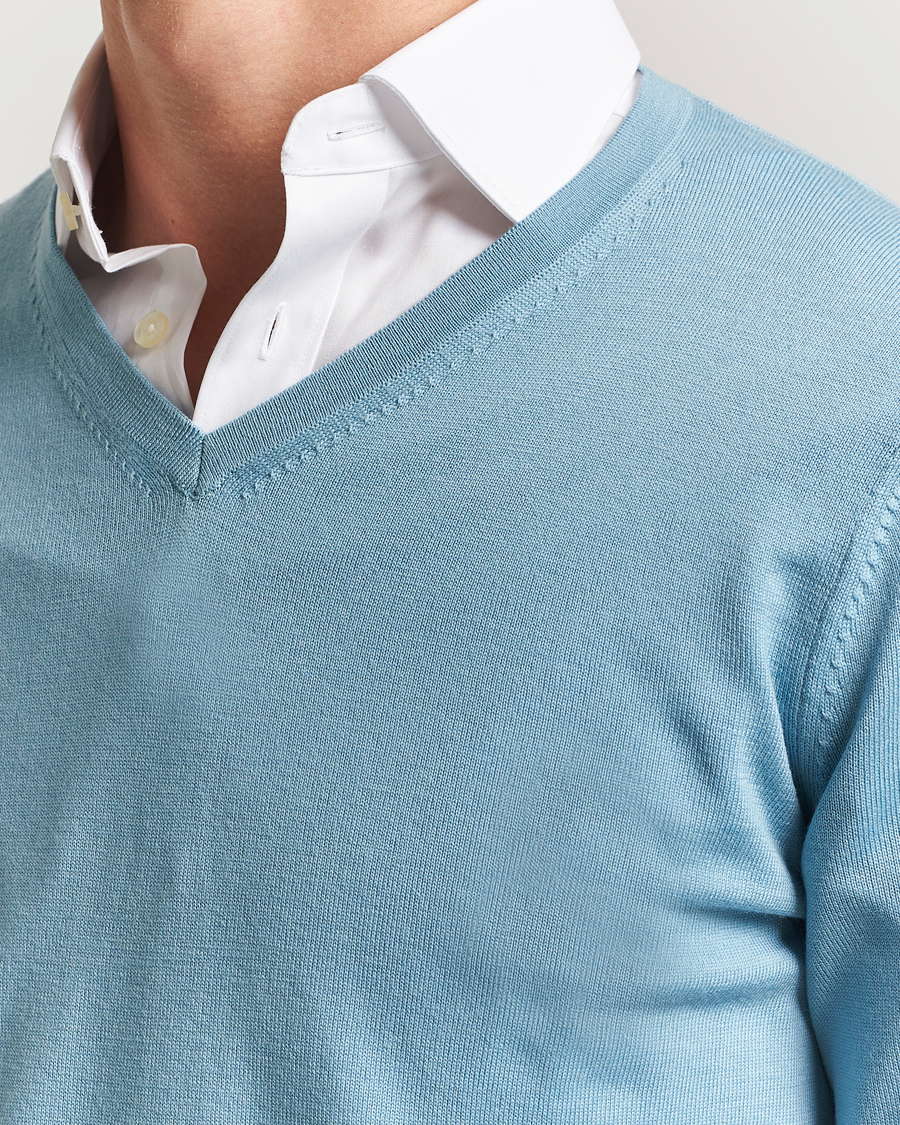 Mies | Puserot | Charles Tyrwhitt | Pure Merino V-Neck Jumper Aqua Green