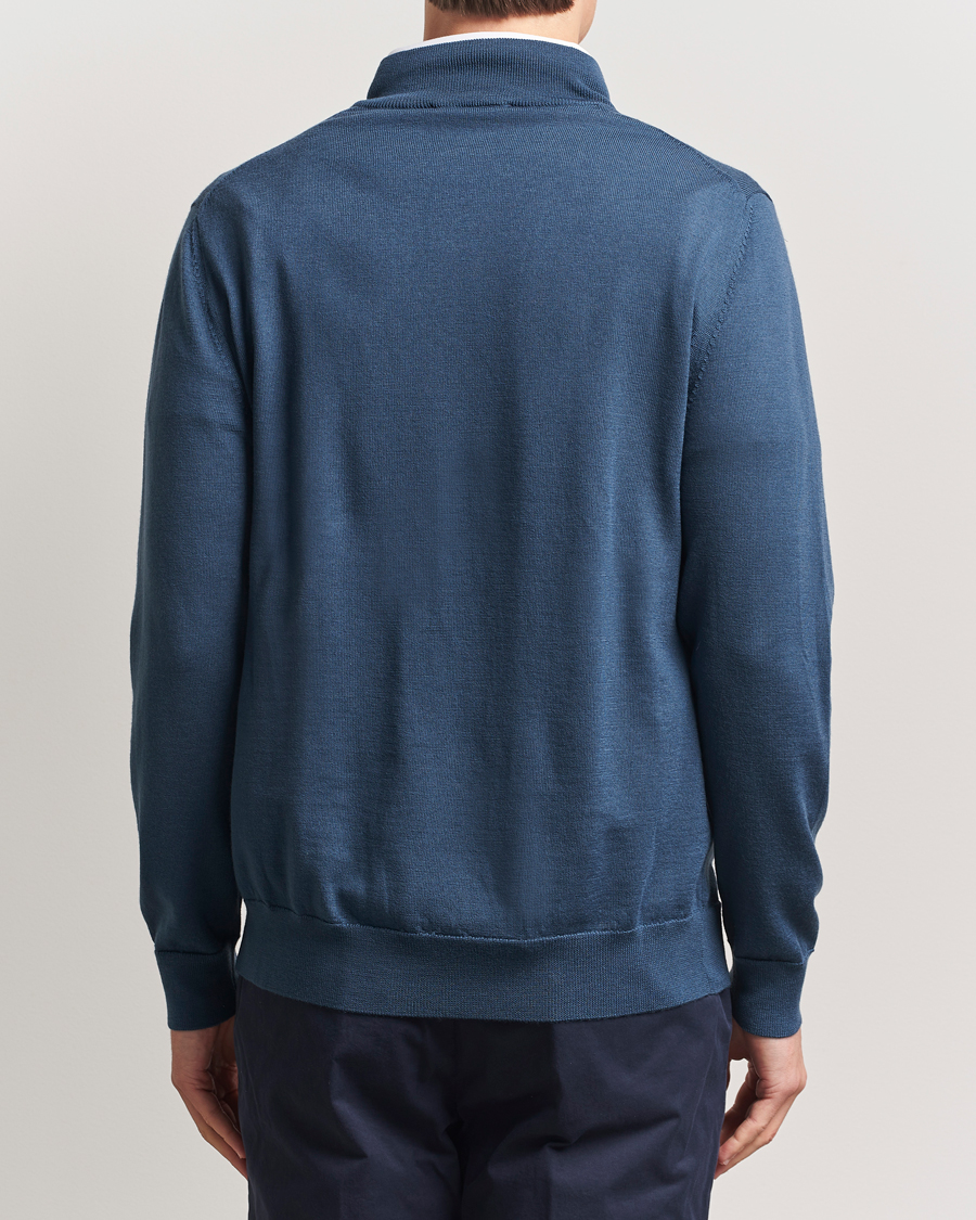 Mies | Puserot | Charles Tyrwhitt | Pure Merino Zip Neck Jumper Petrol Blue