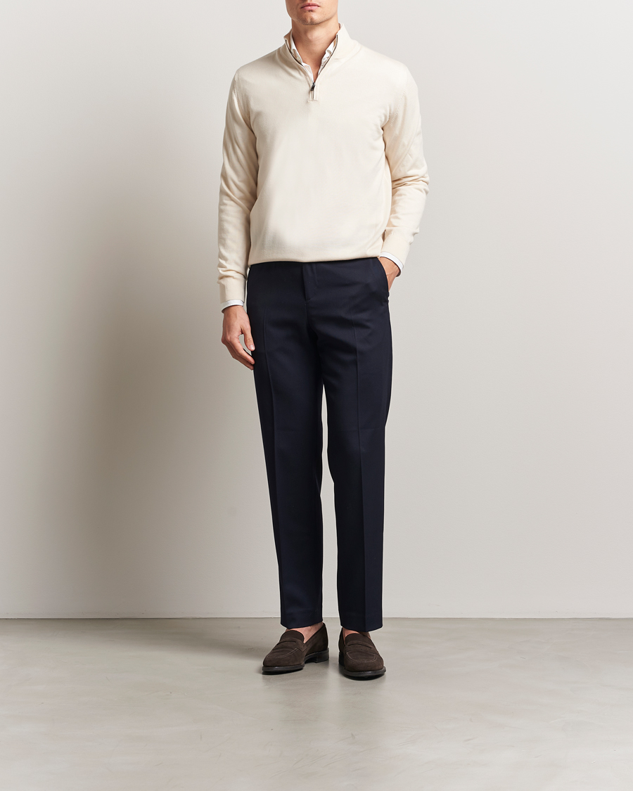 Mies | Puserot | Charles Tyrwhitt | Pure Merino Zip Neck Jumper Cream