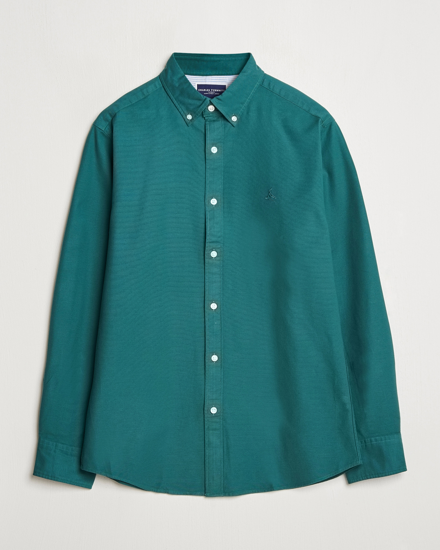 Mies | Kauluspaidat | Charles Tyrwhitt | Button Down Stretch Oxford Shirt Teal Green