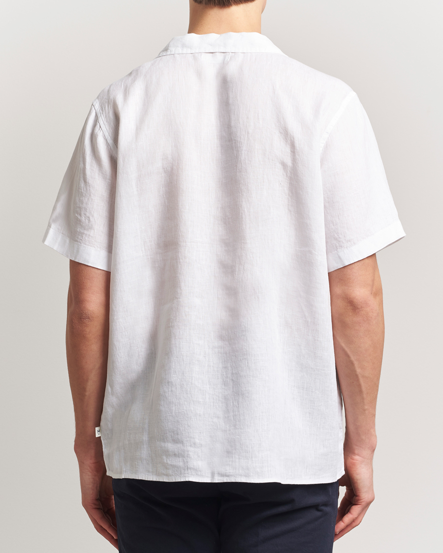 Mies | Kauluspaidat | KnowledgeCotton Apparel | Short Sleeve Linen Resort Shirt Bright White