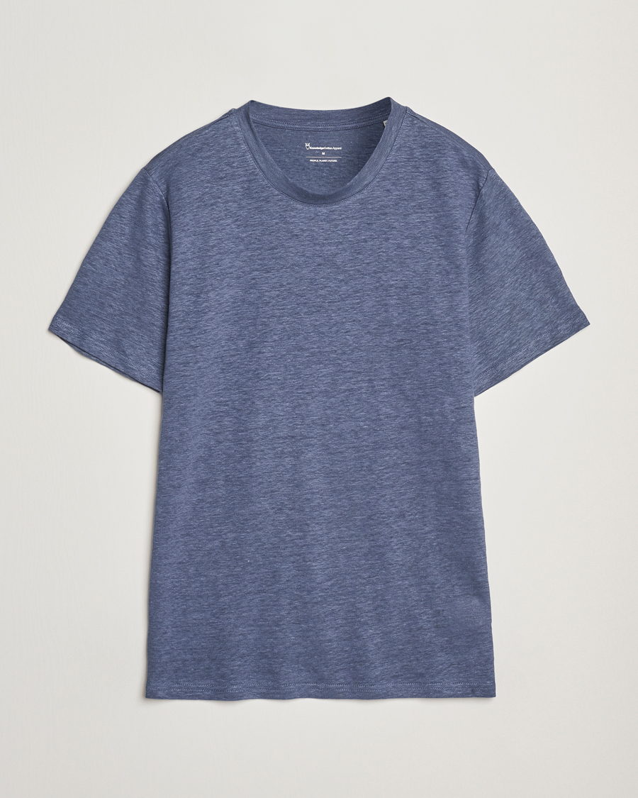 Mies | T-paidat | KnowledgeCotton Apparel | Organic Linen T-Shirt Vintage Indigo