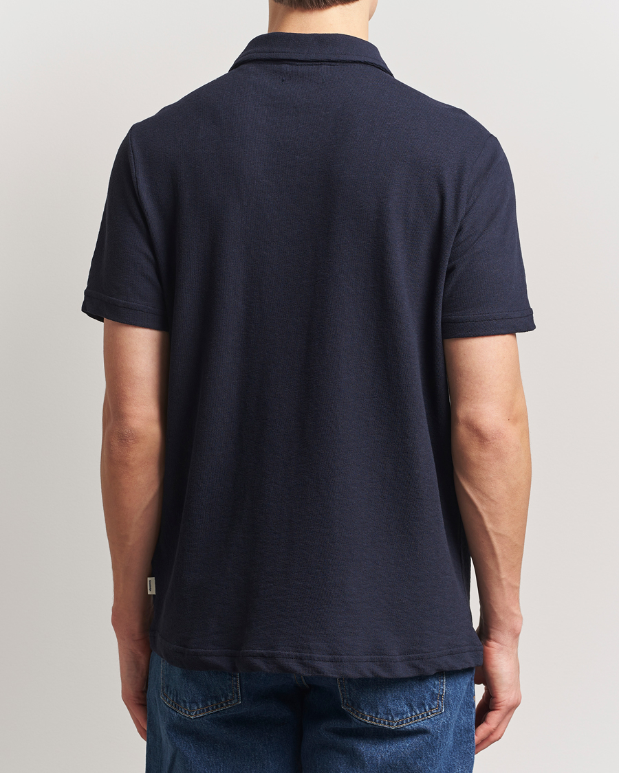 Mies | Kauluspaidat | KnowledgeCotton Apparel | Short Sleeve Boucle Shirt Night Sky