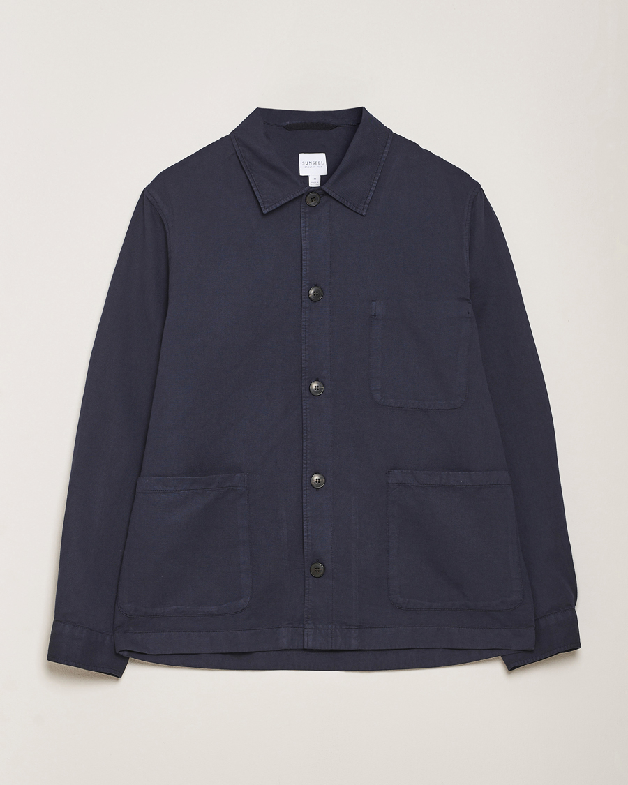 Mies | Kauluspaidat | Sunspel | Twin Pocket Cotton/Linen Jacket Navy