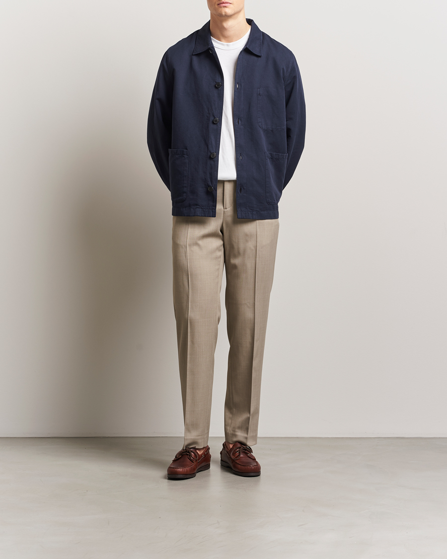 Mies | Kauluspaidat | Sunspel | Twin Pocket Cotton/Linen Jacket Navy