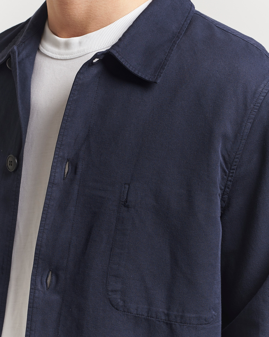 Mies | Kauluspaidat | Sunspel | Twin Pocket Cotton/Linen Jacket Navy