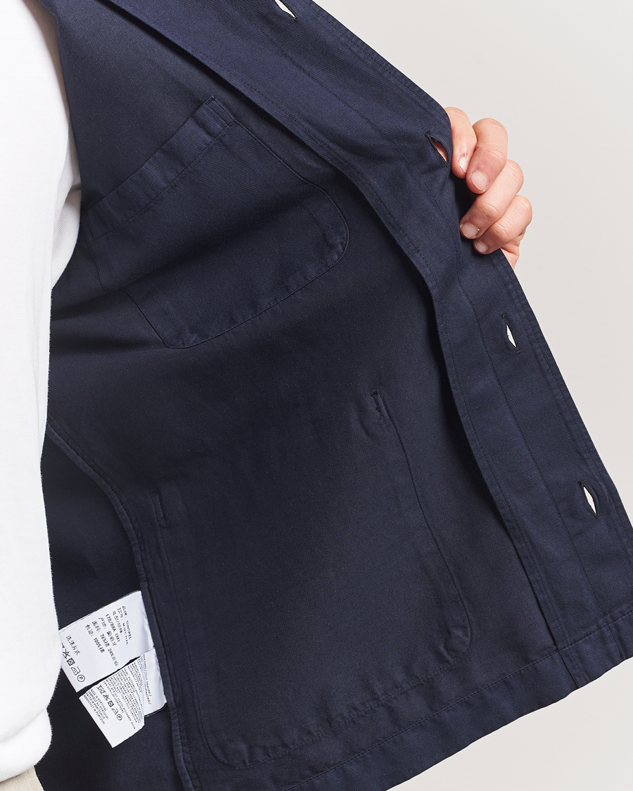 Mies | Kauluspaidat | Sunspel | Twin Pocket Cotton/Linen Jacket Navy