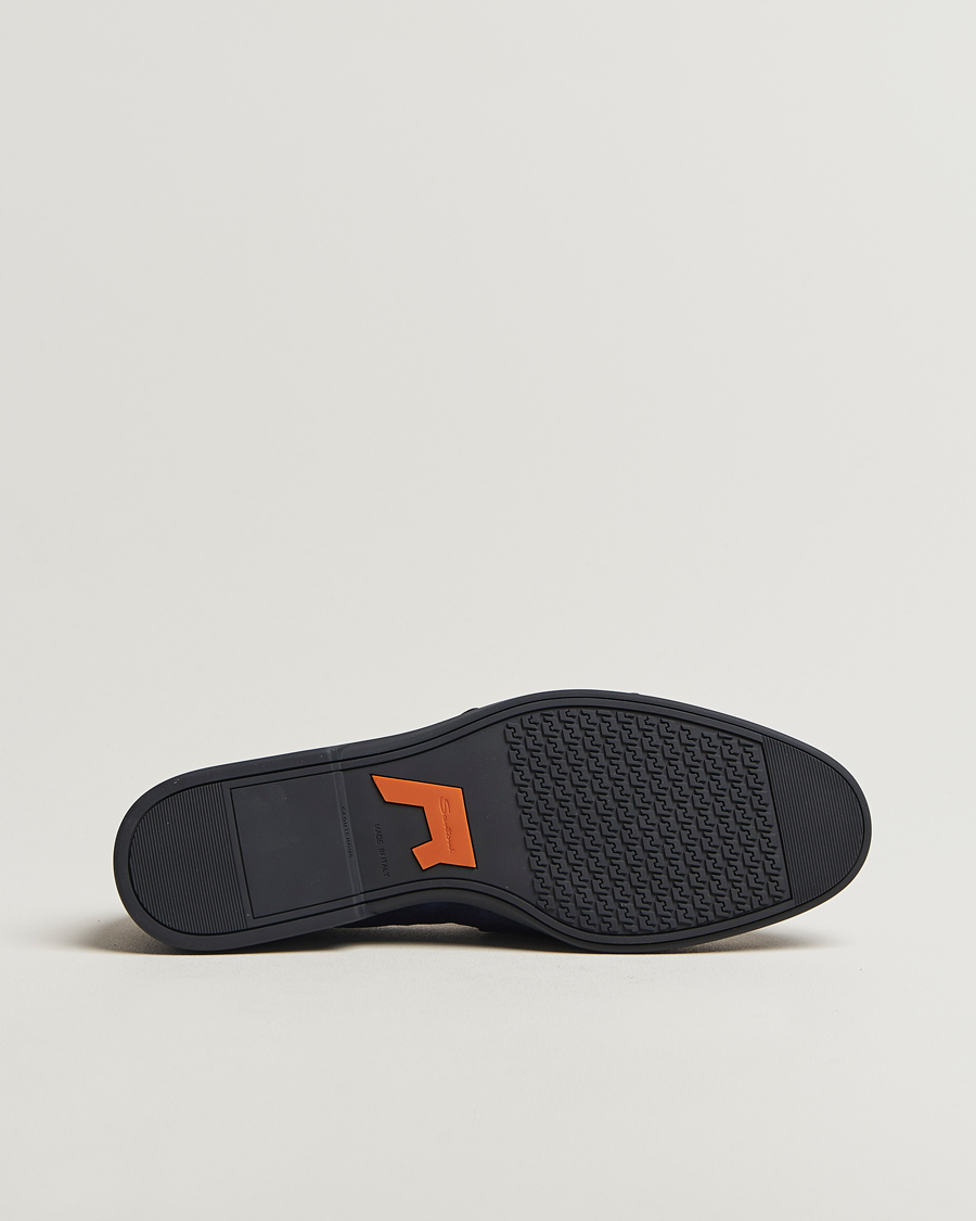 Mies | Santoni Malibu Double Buckle Loafers Navy Suede | Santoni | Malibu Double Buckle Loafers Navy Suede