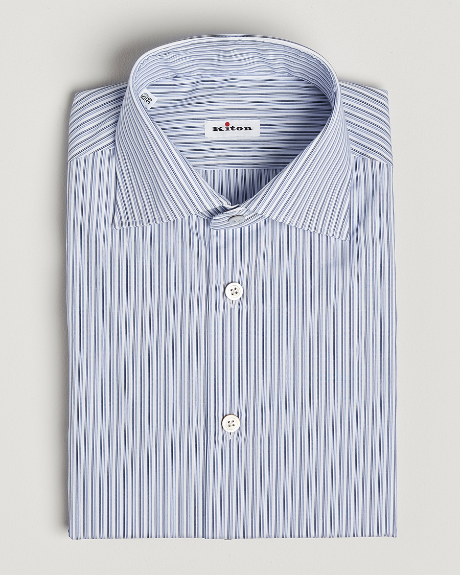Mies | Kauluspaidat | Kiton | Slim Fit Dress Shirt Light Blue Stripe