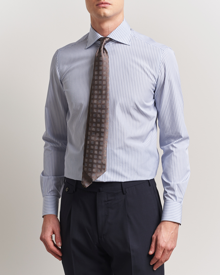 Mies | Kauluspaidat | Kiton | Slim Fit Dress Shirt Light Blue Stripe