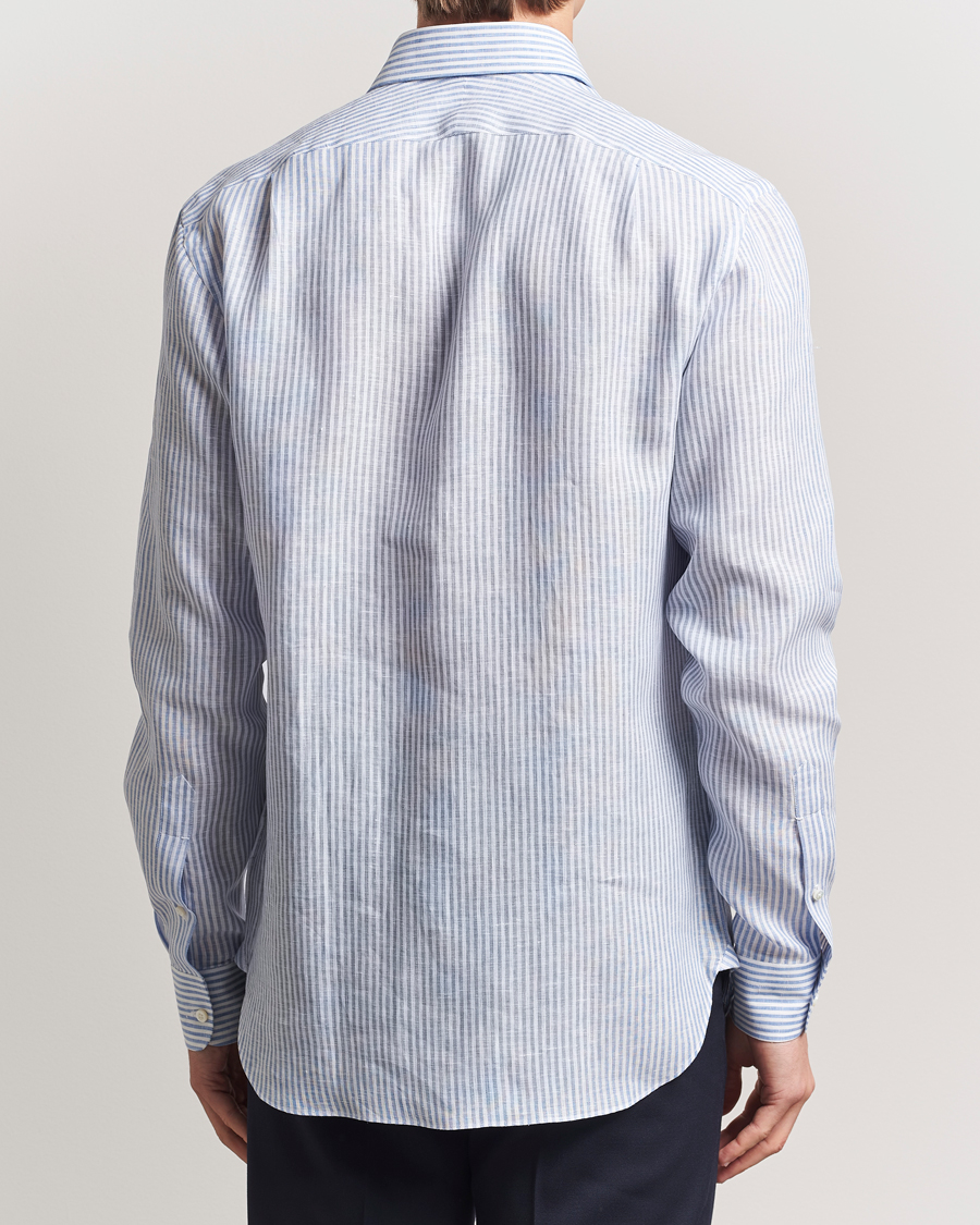 Mies | Kauluspaidat | Ralph Lauren Purple Label | Striped Linen Shirt Light Blue