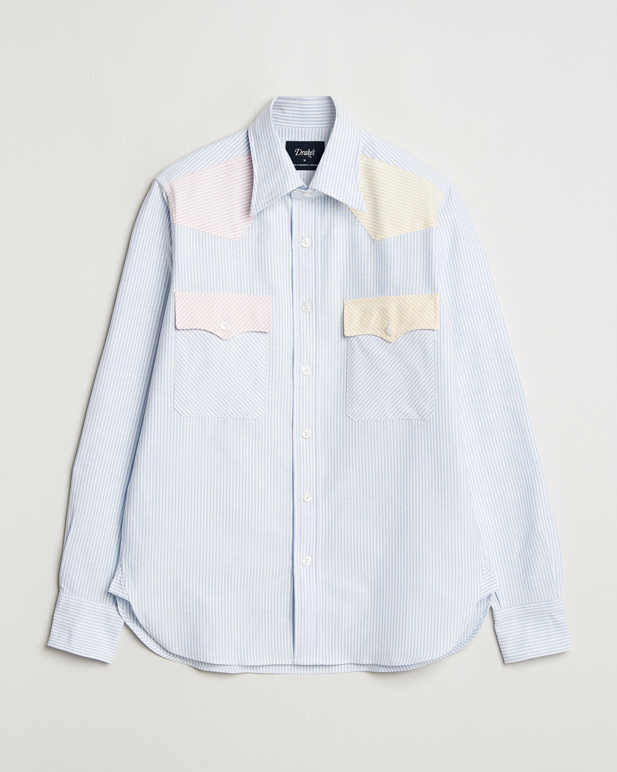 Mies | Kauluspaidat | Drake's | Oxford Stripe Western Fun Shirt Light Blue