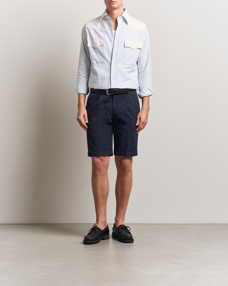 Mies | Kauluspaidat | Drake's | Oxford Stripe Western Fun Shirt Light Blue