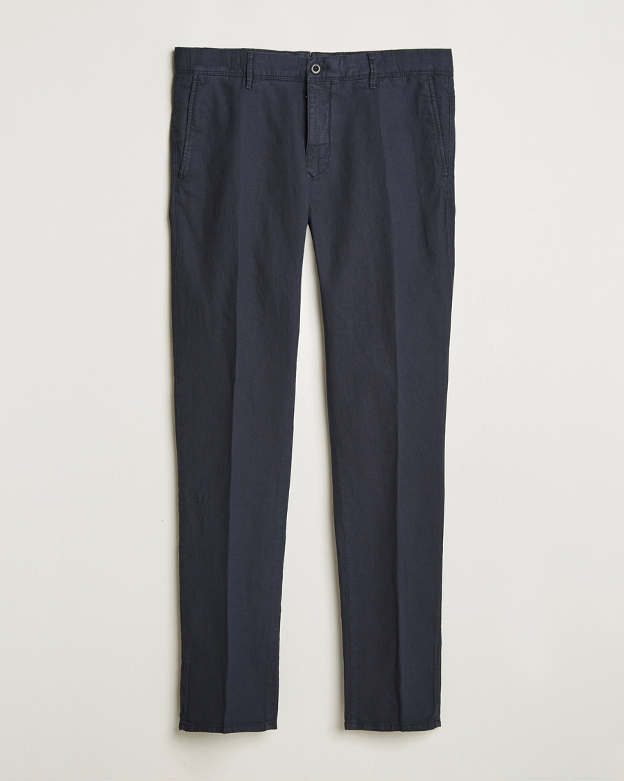 Mies | Housut | Incotex | Slim Fit Basket Weave Cotton Slacks Navy