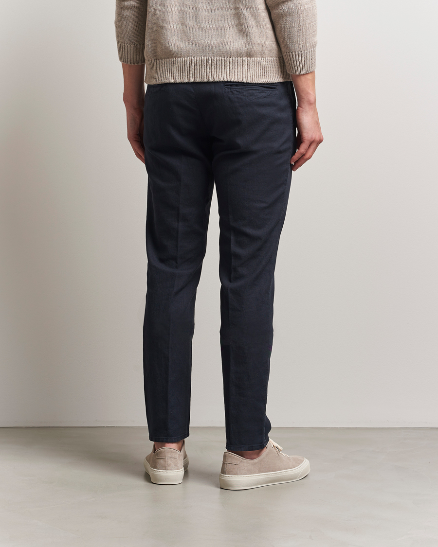 Mies | Housut | Incotex | Slim Fit Basket Weave Cotton Slacks Navy