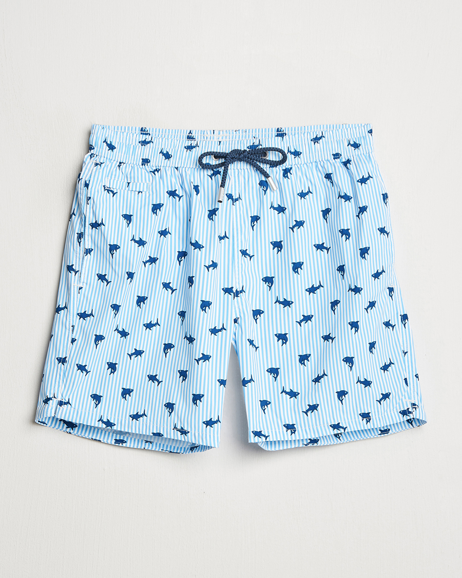 Mies | Uimahousut | MC2 Saint Barth | Printed Swim Shorts Blue Shark Trouble Stripes