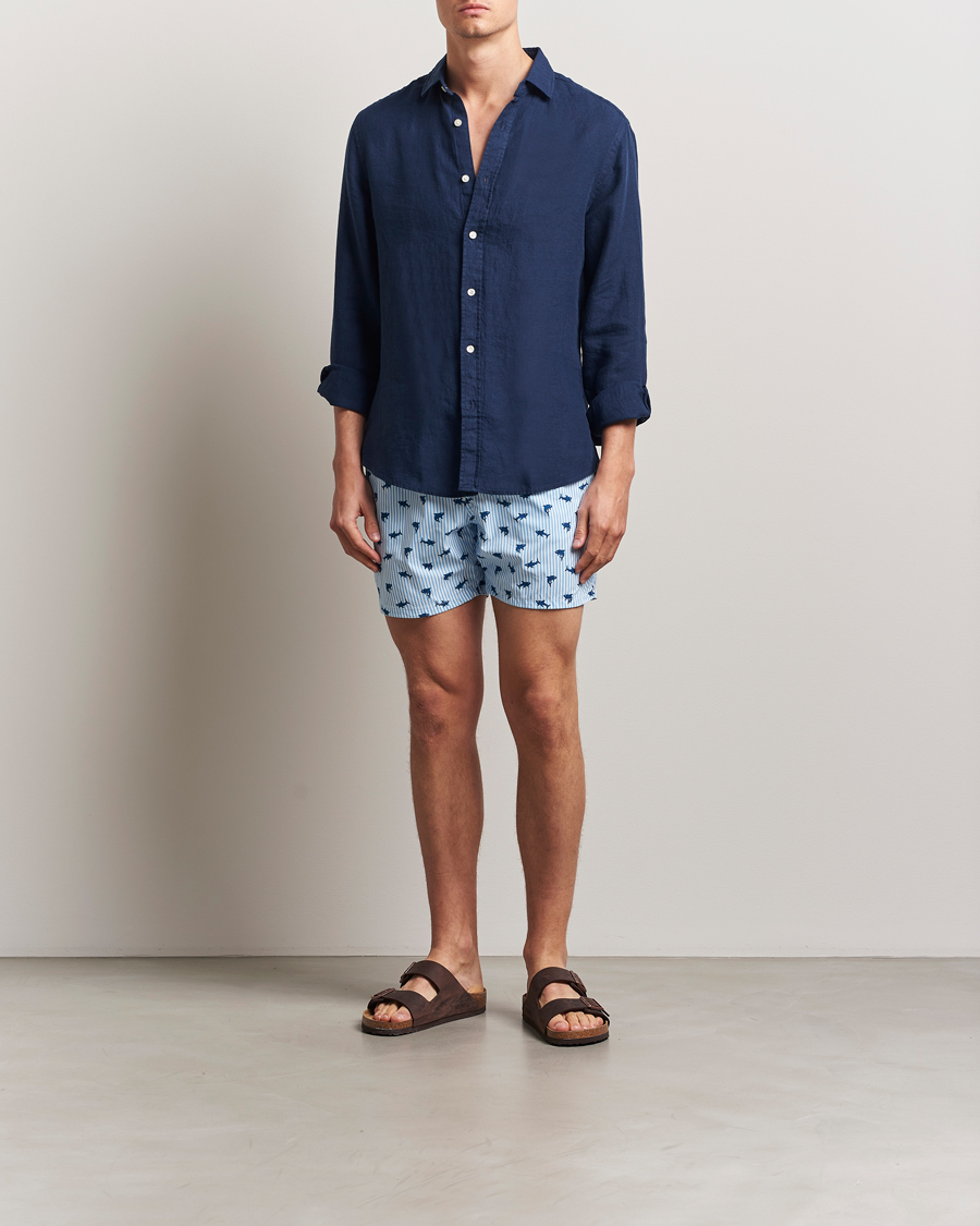 Mies | Uimahousut | MC2 Saint Barth | Printed Swim Shorts Blue Shark Trouble Stripes