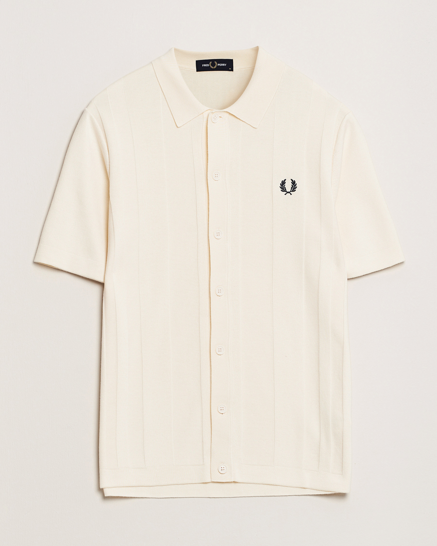 Mies | Kauluspaidat | Fred Perry | Knitted Short Sleeve Shirt Ecru