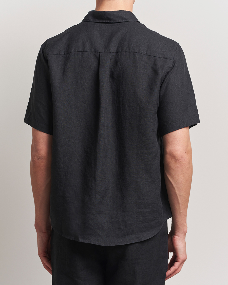Mies | Kauluspaidat | Colorful Standard | Garment Dyed Linen Short Sleeve Shirt Deep Black