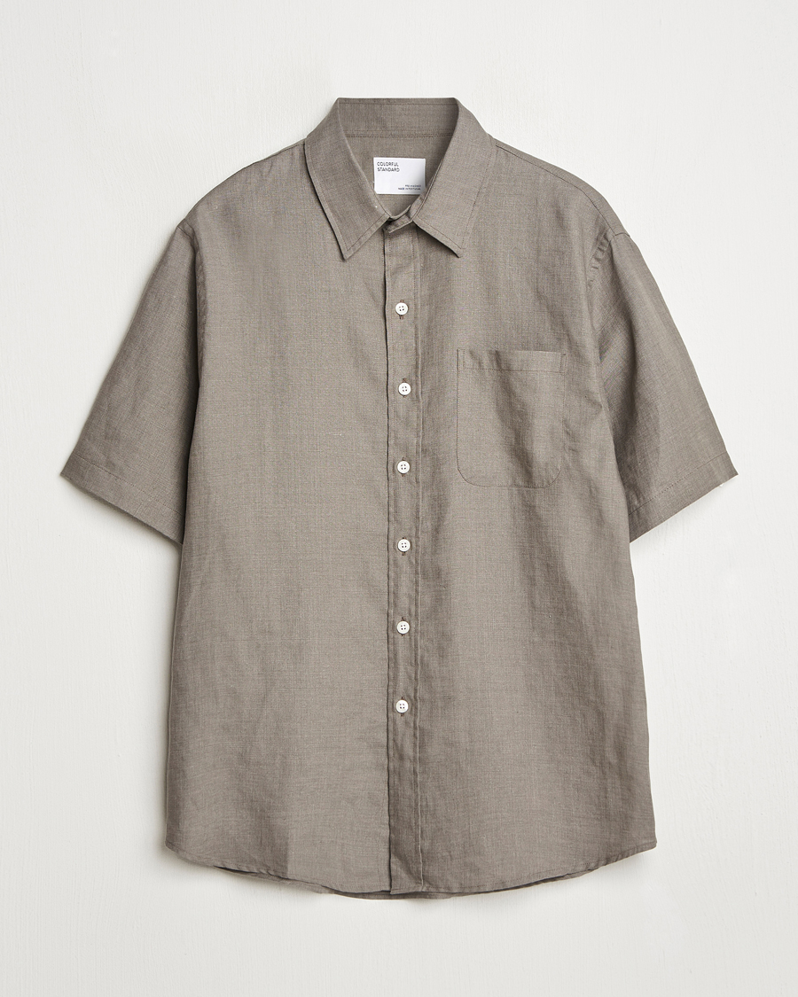 Mies | Kauluspaidat | Colorful Standard | Garment Dyed Linen Short Sleeve Shirt Dusty Olive