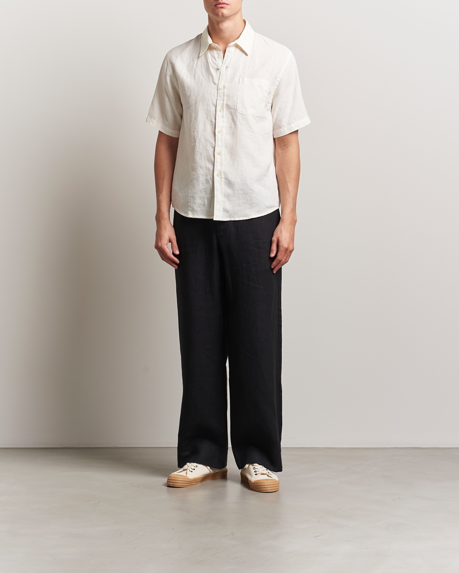 Mies | Kauluspaidat | Colorful Standard | Garment Dyed Linen Short Sleeve Shirt Ivory White