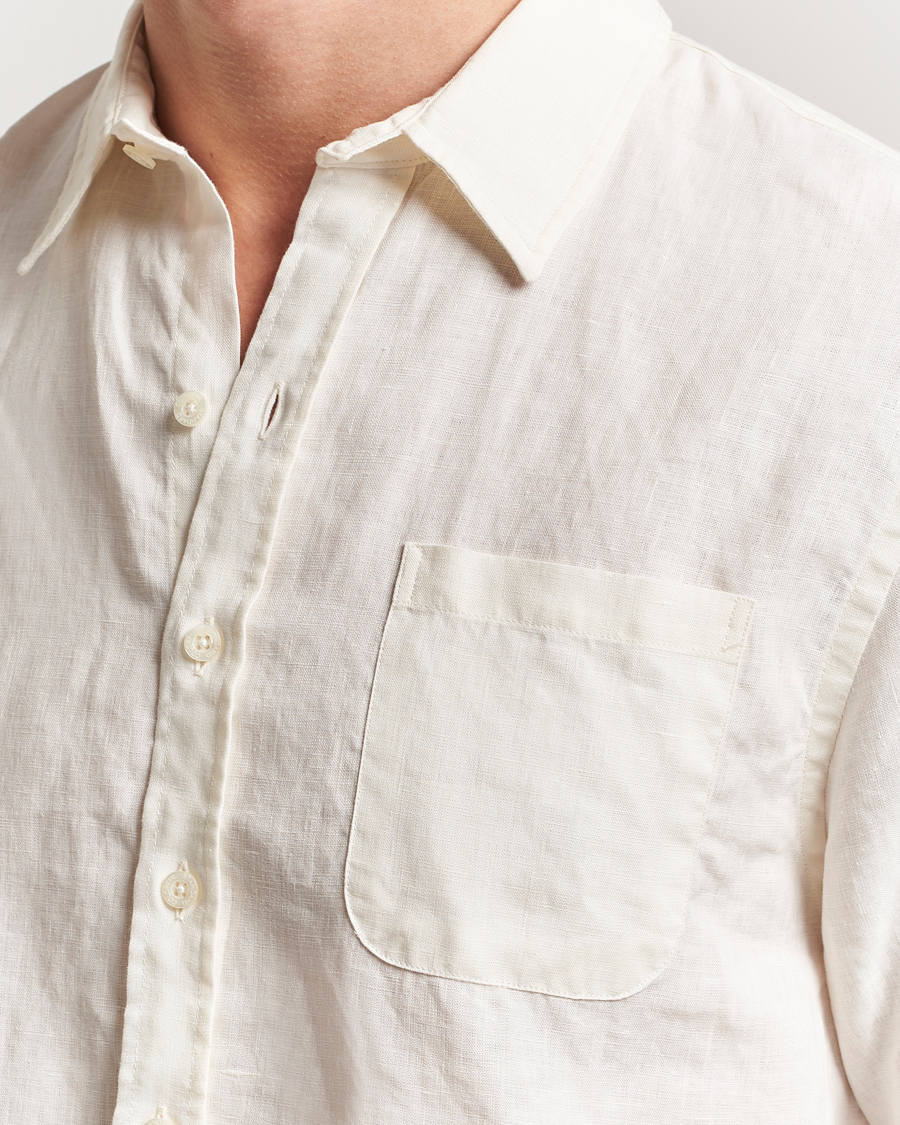 Mies | Kauluspaidat | Colorful Standard | Garment Dyed Linen Short Sleeve Shirt Ivory White