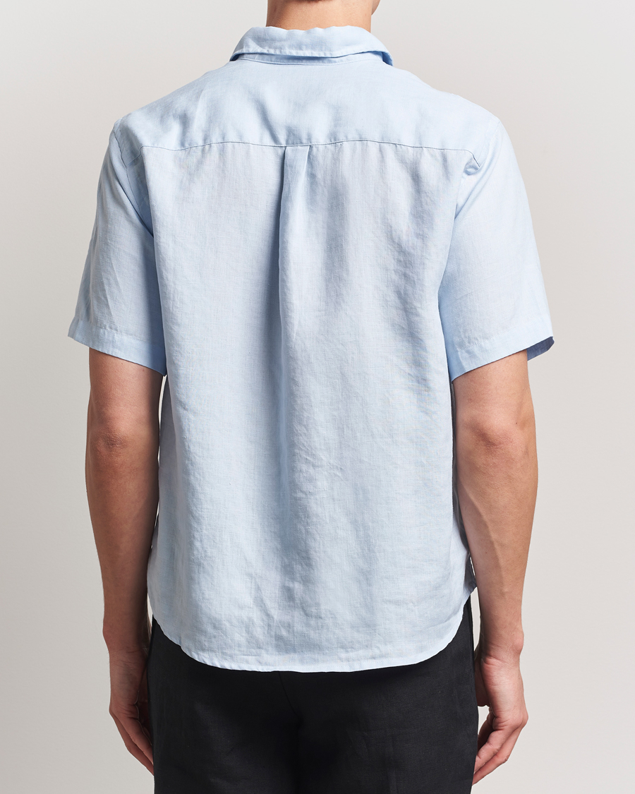 Mies | Kauluspaidat | Colorful Standard | Garment Dyed Linen Short Sleeve Shirt Polar Blue