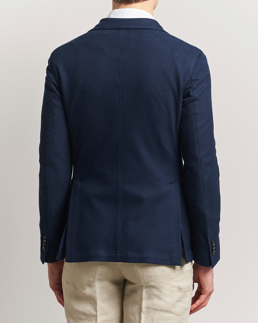 Mies | Pikkutakit | L.B.M. 1911 | Tom Double Breasted Herringbone Jersey Blazer Navy