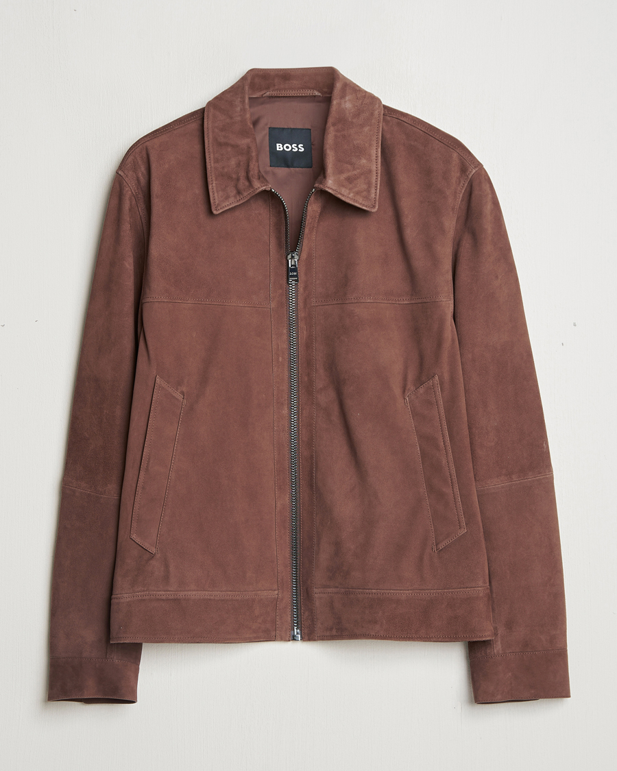 Mies | Takit | BOSS BLACK | Malbano Suede Jacket Dark Brown