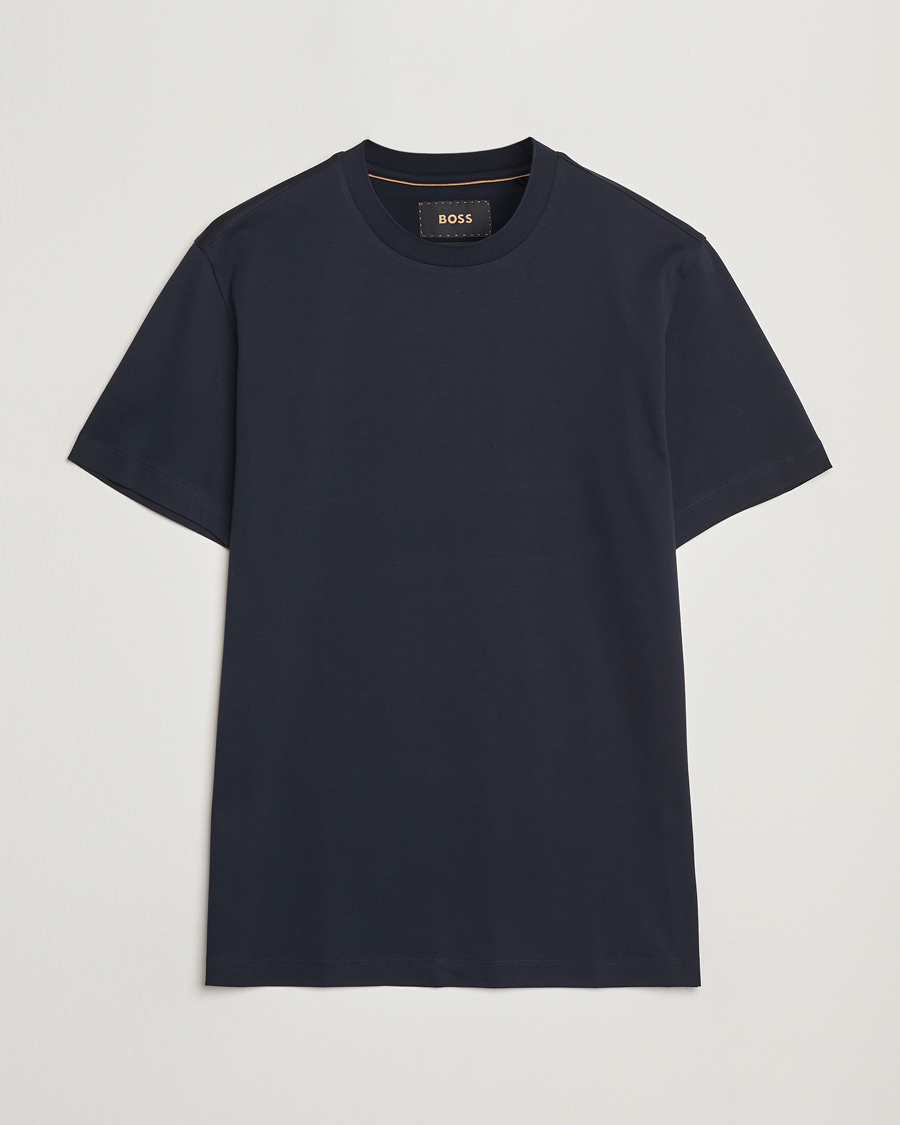 Mies | T-paidat | BOSS CAMEL | Tesar Cotton Knitted T-Shirt Dark Blue