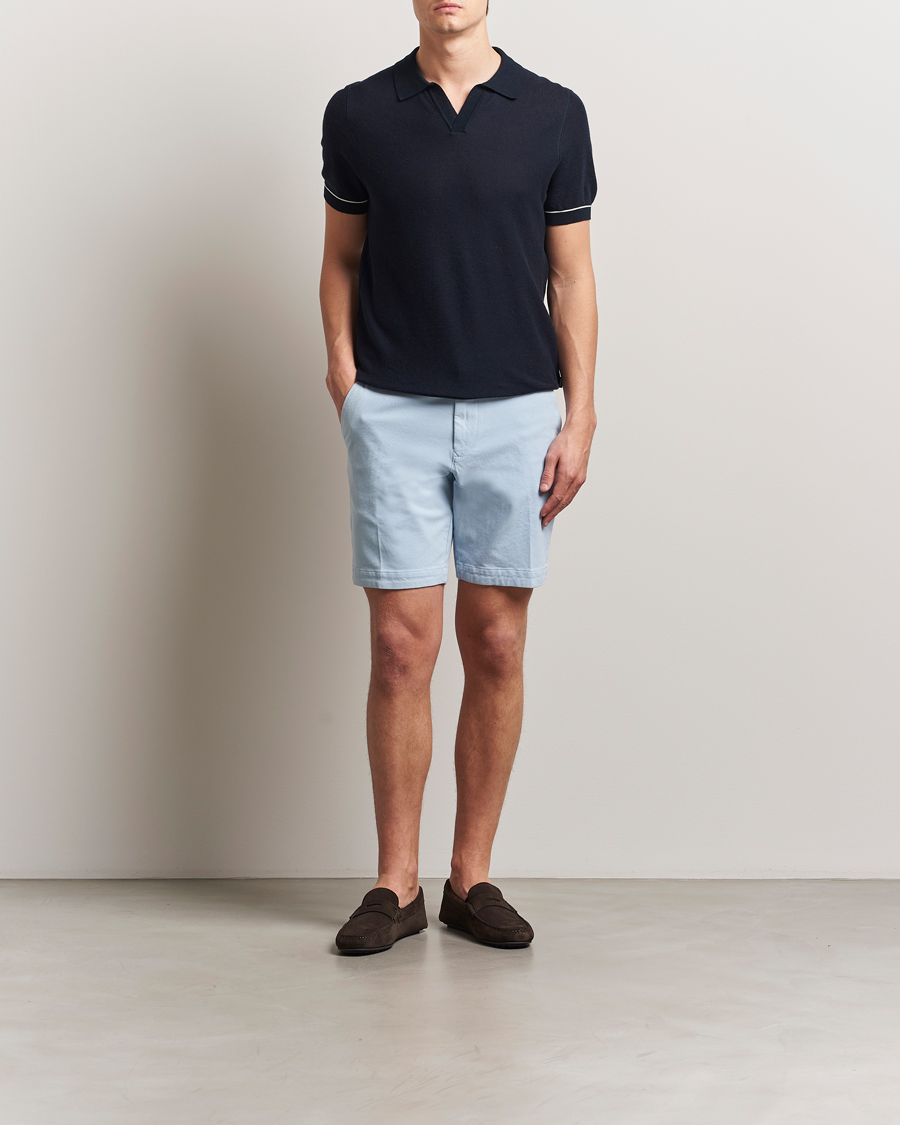 Mies | Shortsit | BOSS BLACK | Slice Structured Cotton Shorts Light Blue