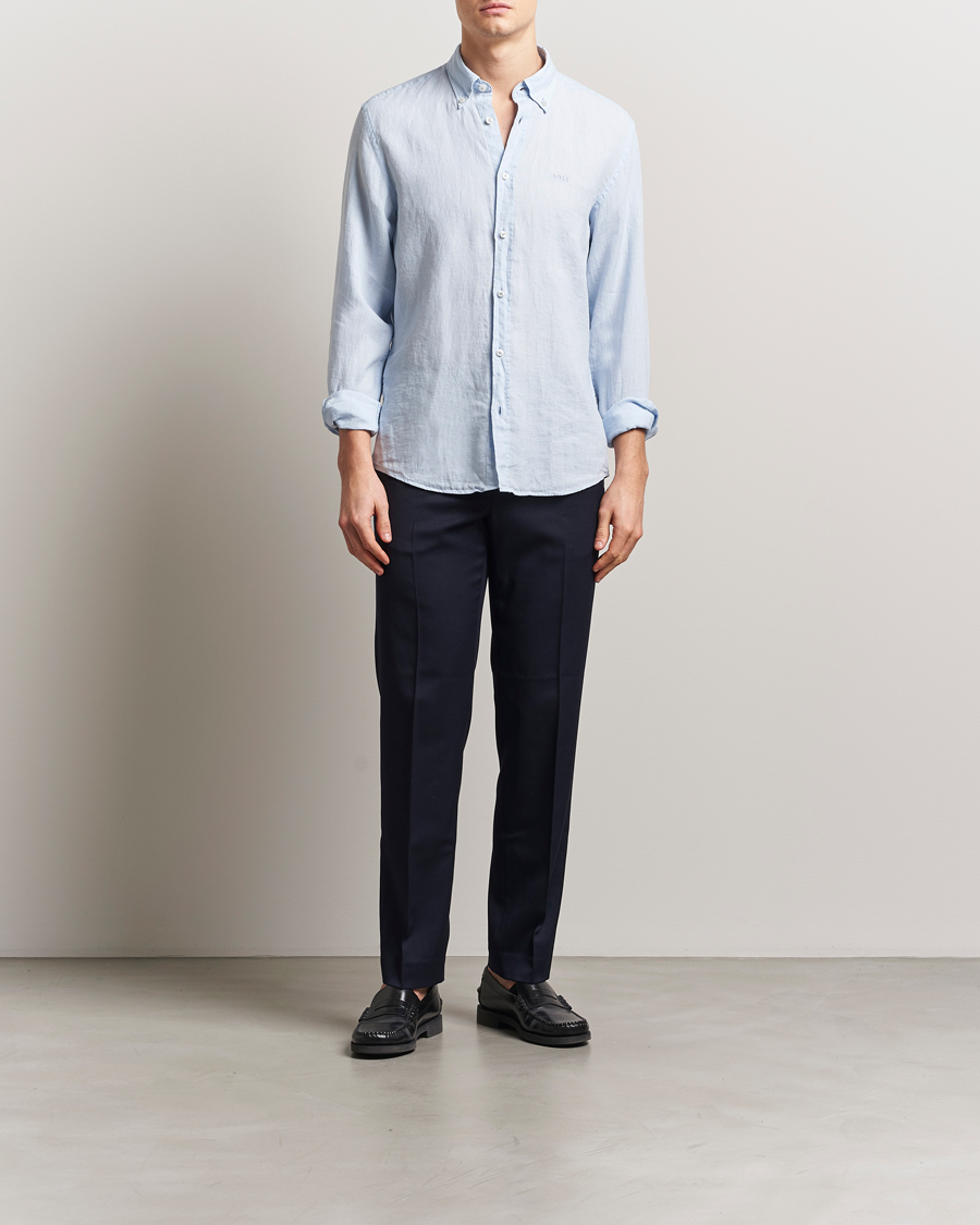 Mies | Kauluspaidat | BOSS BLACK | Liam Linen Shirt Light Blue